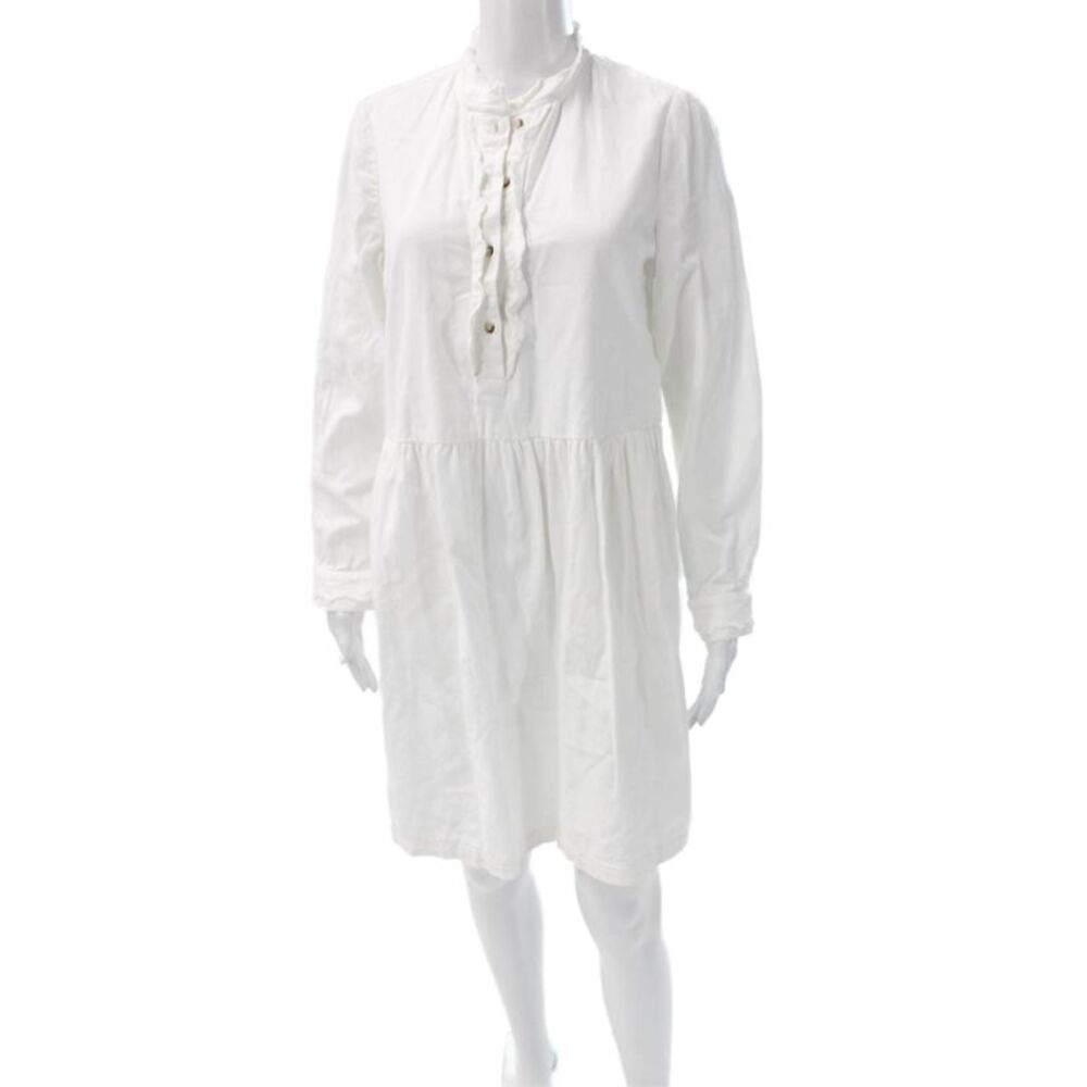 MiH Jeans Womens Shirt Dress White Cotton Collared Long Sleeve Size M